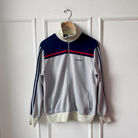 Vintage 80s Adidas Trefoil Logo Zip Front Track Jacket Large Made in Taiwan - Picture 4 of 9